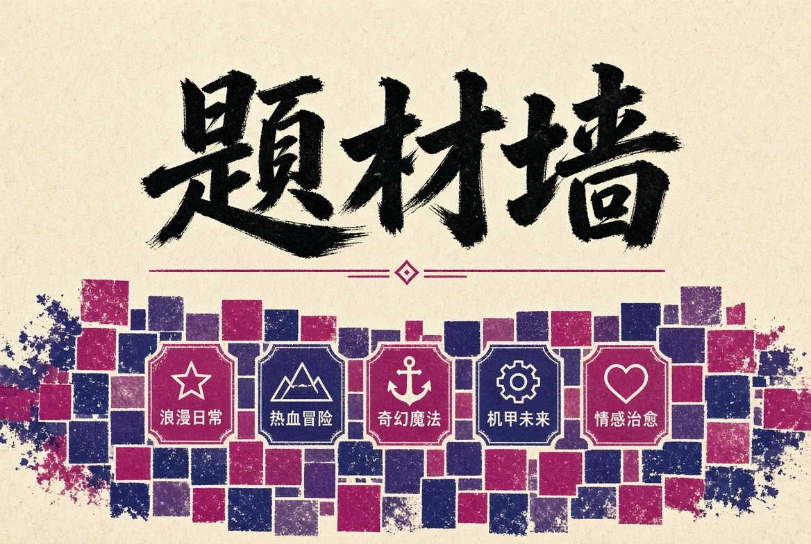 题材墙多样故事与动漫阅读主题画面
